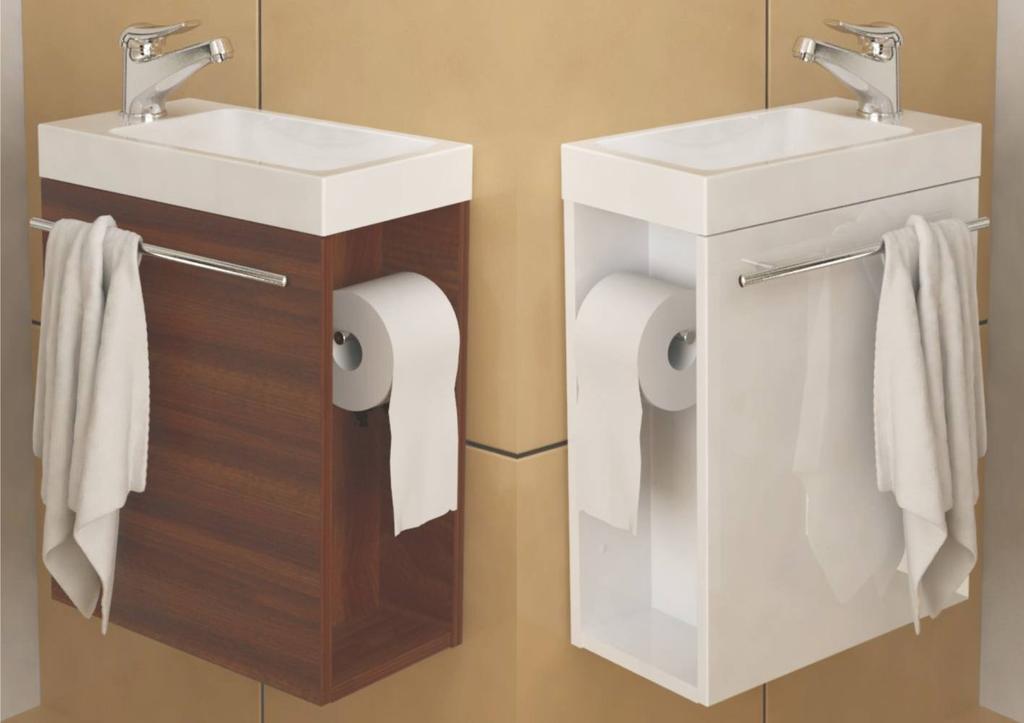 Toilet cabinet with dolomite washbasin IDA 40 and paper holder Toilet cabinet tabaco for IDA 40 washbasin PH (w/h/d) 40/47/22