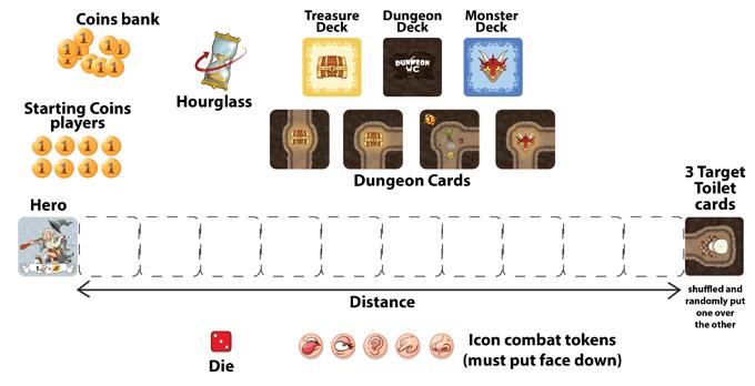 Take the five Combat Tokens, shuffle them and put them face down near the Monsters deck 6.