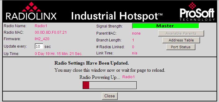 RLX-IH 802.11b Radio Configuration / Diagnostic Utility 4.
