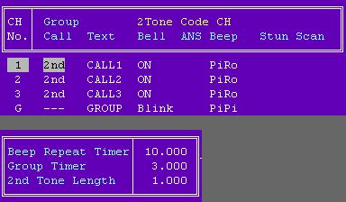 4 SCREEN MENU OPERATION LMR 4-6 2TONE CODE CH continued Scan Selects scanning condition when a matched 2-tone code is received from Cancel, Start and Null. Cancel : Cancels the scan.