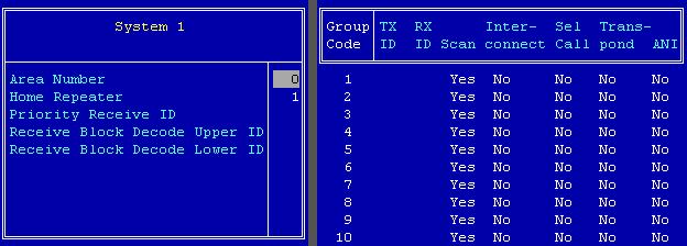 PROGRAMMING for TRUNKING operation 9 9-3 SCREEN MENU OPERATION System 1, System 2 Area Number Selects specified area number given from the system from 1 and 0.