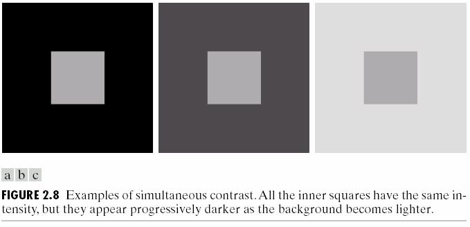 Simultaneous Contrast (1) A region s perceived brightness does not depend