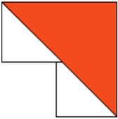 Place two of the squares on a 5 ¼ color square as shown, right sides