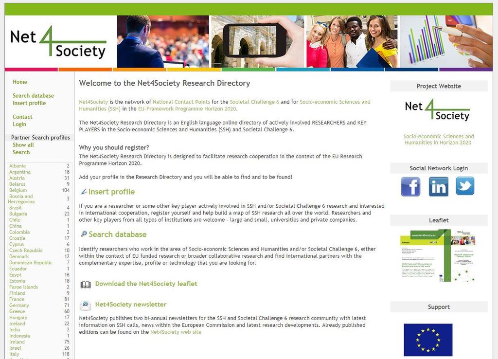 Net4Society - Research Directory The Net4Society Research Directory is an English language online directory of actively involved RESEARCHERS and KEY PLAYERS in the Socio-economic Sciences and