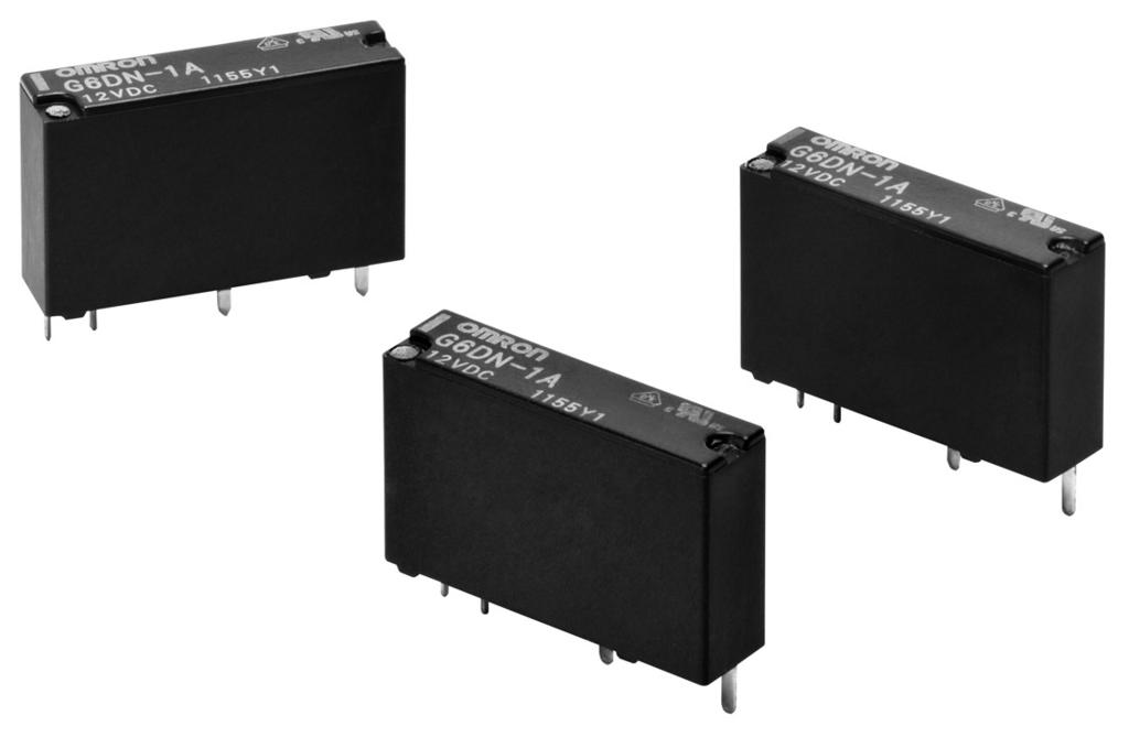 SPST Slim Power Relay for A switching Slim -mm width and miniature size. (20.08 12. mm) High switching capability A (20 VAC and VDC), and high contact reliability by crossbar-twin contact.