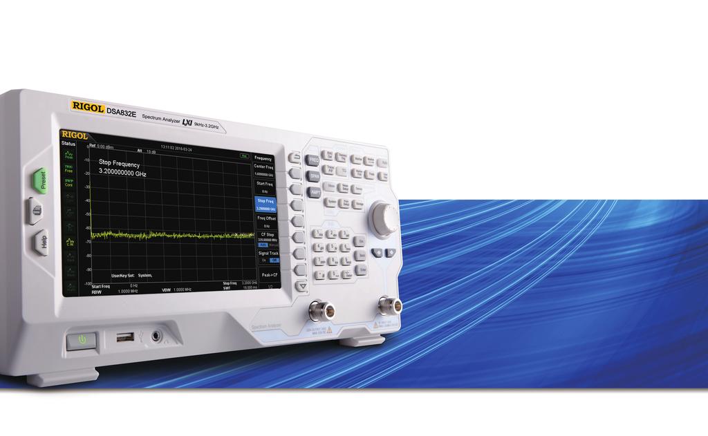 DSA800E Series Spectrum Analyzer All-Digital IF Technology Frequency Range from 9 khz to 3.2 GHz Min.
