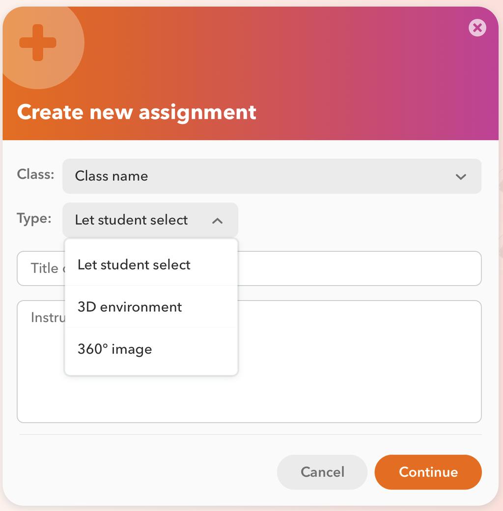 Creating & sharing assignments To create an assignment to share with your students, go to your class in: and click: Select the type of space to create and enter a title and instructions.