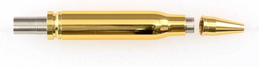 Take the bullet shell cartridge and slide it over the lower assembly as shown below. Screw the tip on the lower assembly. The lower assembly is complete.