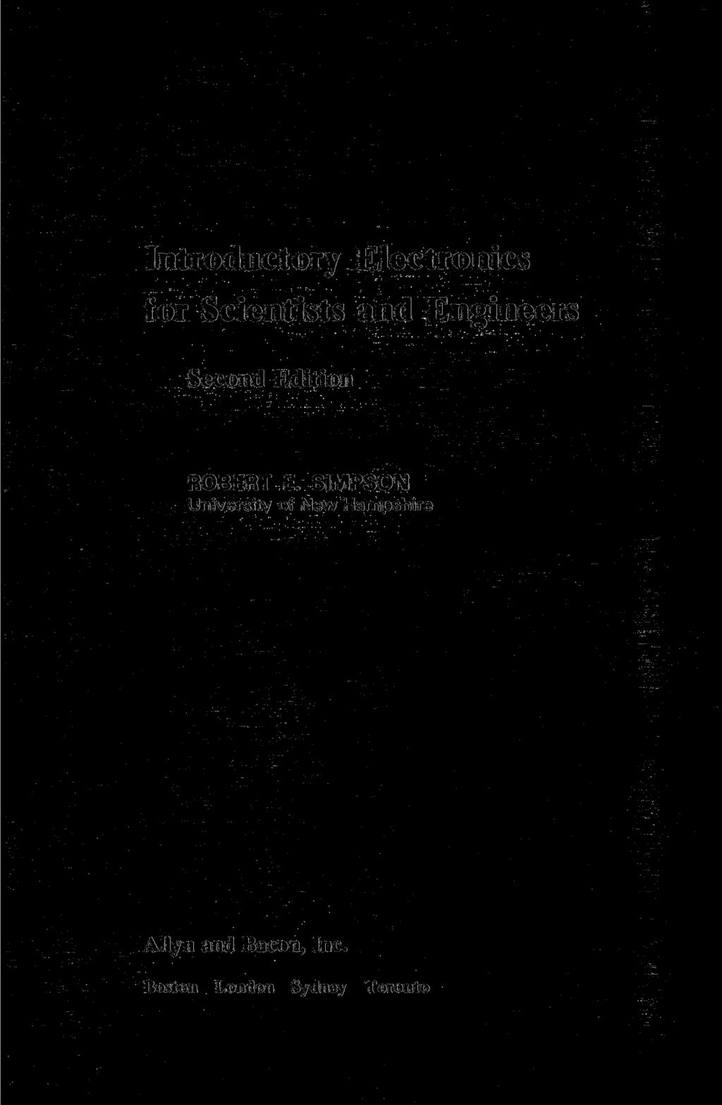 Introductory Electronics for Scientists and Engineers Second Edition ROBERT E.