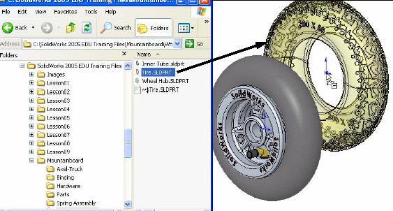 Topic 3 Final Project Basic Parts of the Mountain Board Add the Tire The procedure for adding and mating the Tire is essentially the same as for adding the Inner Tube. 1. Locate the Tire.
