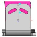 It is depressed when you are in Edit Part mode. 11. The strap you are editing turns pink as well as its representation in the FeatureManager design tree.