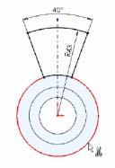Dimension the arc. Set the radius equal to 43 mm. 9. Select the outside edge of the hub. Click Convert Entities on the Sketch toolbar. 10.