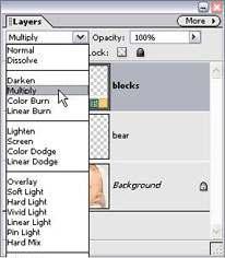 6). Figure 5 Or you can experiment with the layer blend modes (found under the menu that currently displays as Normal in the Layers palette).