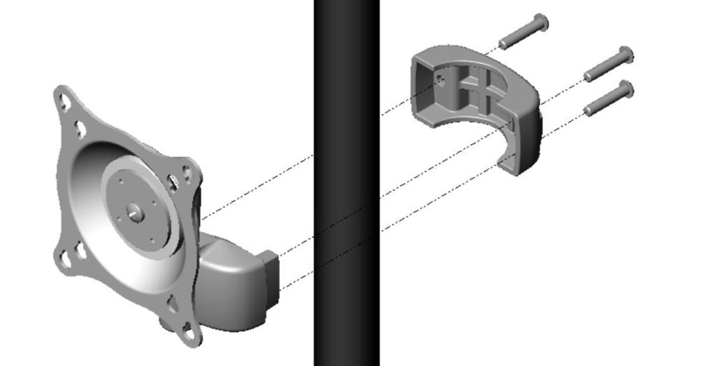 Model: F-Series Installation Instructions Clamp Adjustment Screw Washer 5. Center mount () over hole. Using 3/16" hex key, securely tighten screw. 6.
