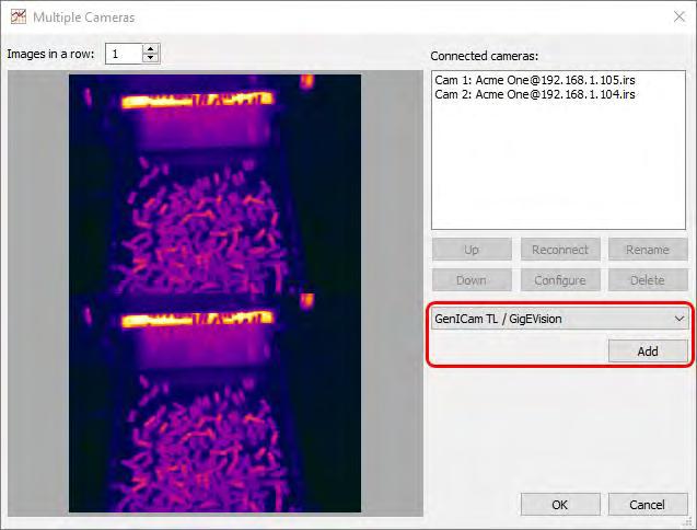 Number of images in one row is set in the edit box above the image. When you start acquisition, the composite image is displayed in the main IR image window with all analysis tools available.