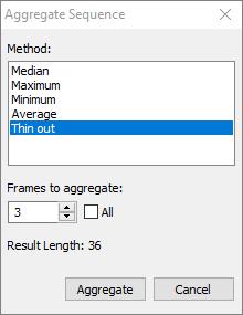 Saving part of a sequence to a new file (or files) To save part of sequence to a new file, in the list of frames select frames you want to save and press 'Save' button.