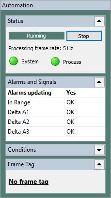 Fluke Process Instruments ThermoView User s Manual, Rev. 1.0, May 2018 Automation status Processing frame rate Real-time measured frame rate at which IR images are checked for alarm conditions.