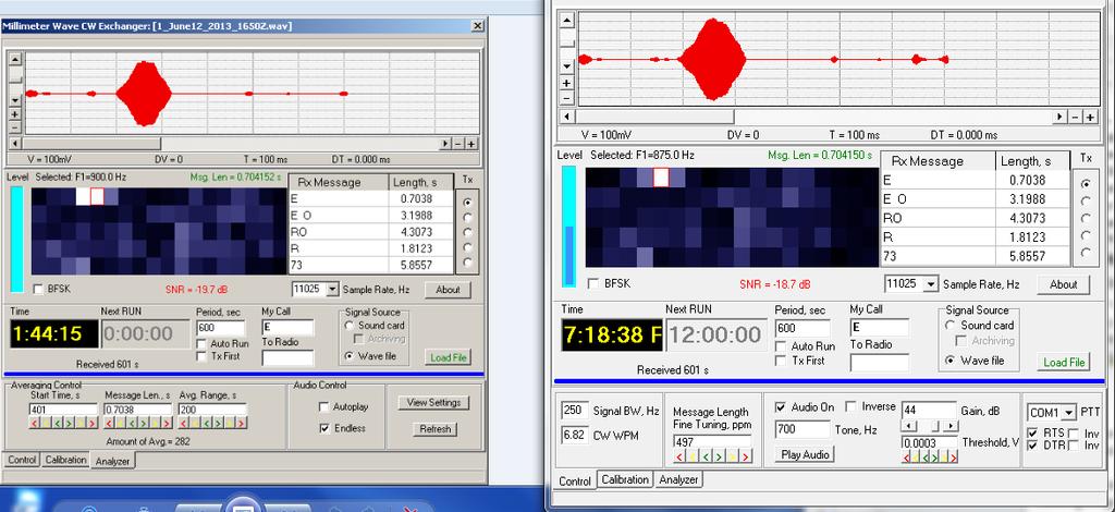 Reception of RW3BP by W5LUA on 77184 MHz on June 12, 2013 using RW3BP s MMCW Program WWW..ORG.