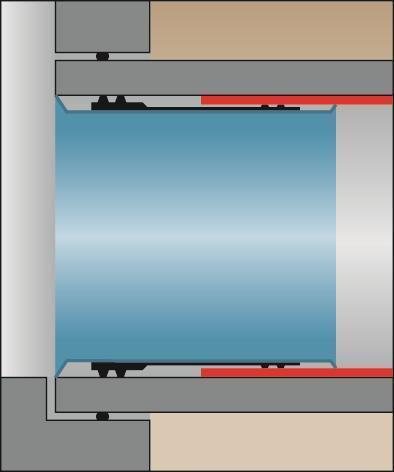 Positioning the liner end sleeve in the host pipe Depending on the type ofconnection: Alternative A (standard method): Connecting to liner in host pipe Rubber jacket is seated in the center around