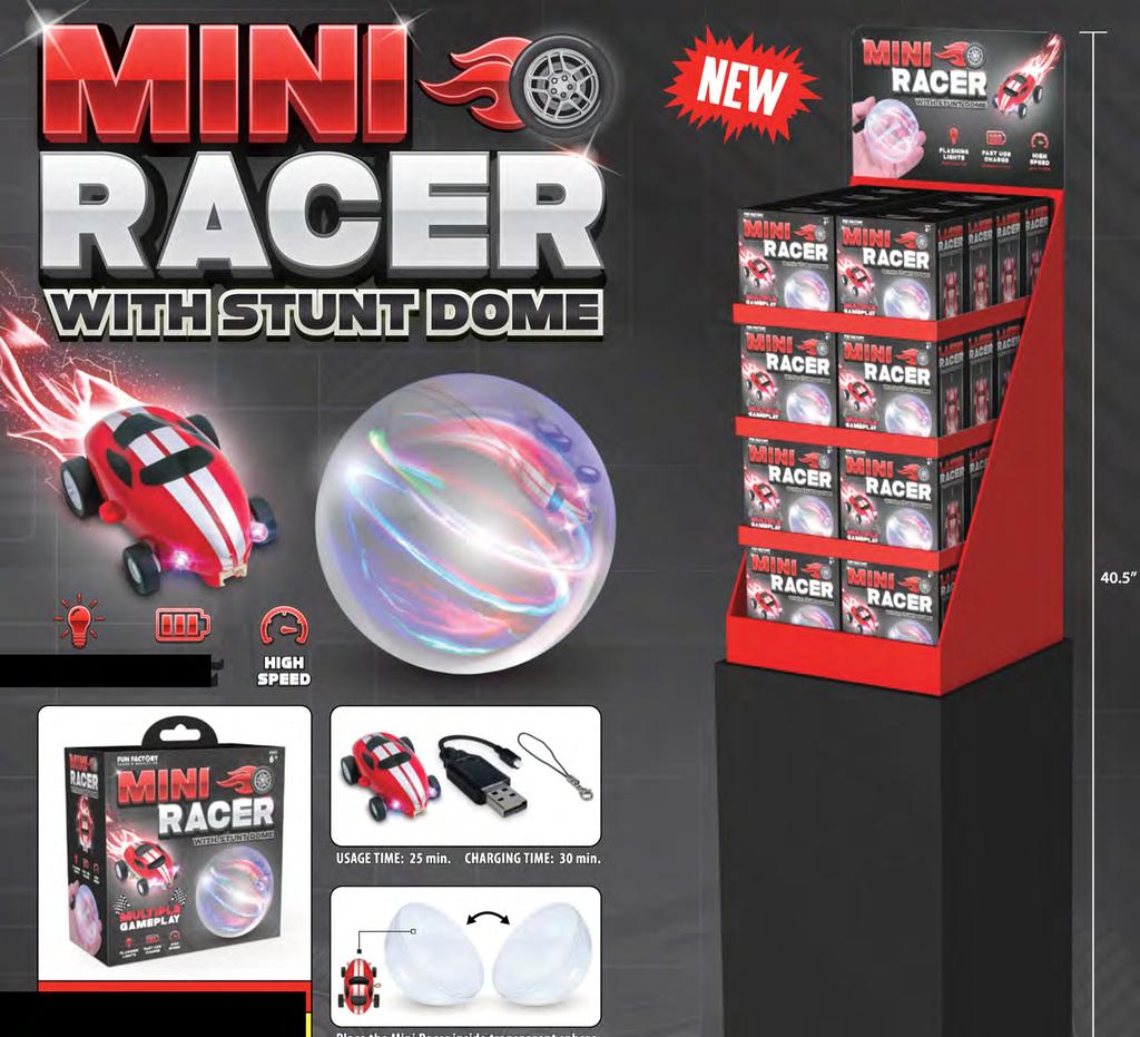 FLASHING LIGHTS FAST USB CHARGE MINI RACER (with Stunt Dome)