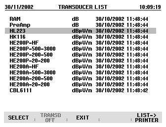 Measuring with Transducer Factors R&S FSH Operating sequence: Press the MEAS key. Press the TRANSDUCER softkey. The softkey menu for operation of transducer factors is displayed on the screen. N.