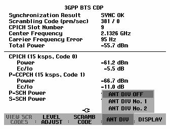 Code Domain Power Measurement on 3GPP FDD Signals R&S FSH In the case of base stations with two antennas, you must specify which of the antennas to synchronize to.