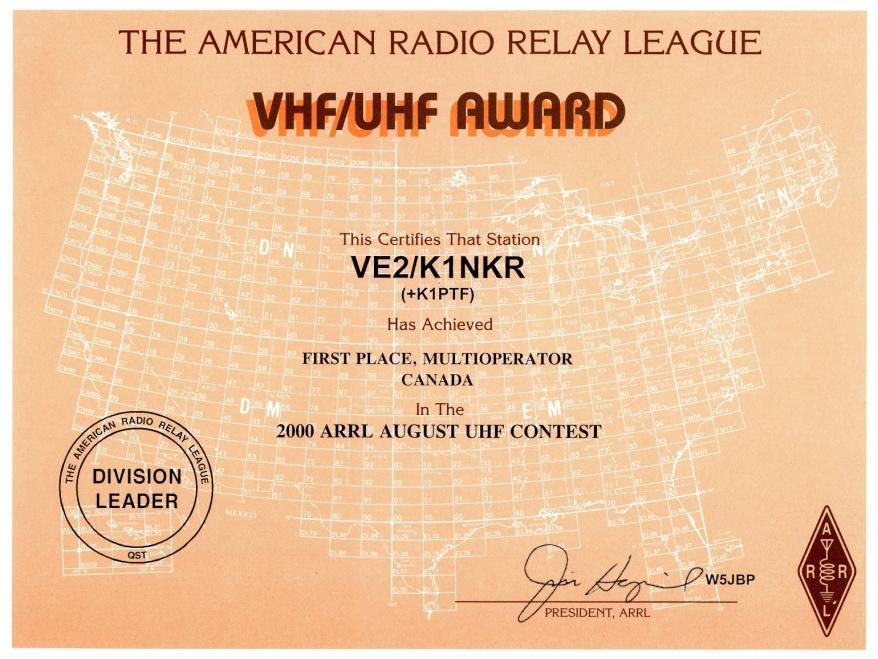 Lessons Learned Or Not J.W. Skip Youngberg, K1NKR FIRST PLACE, MULTIOPERATOR CANADA 2000 ARRL AUGUST UHF CONTEST You know the drill. Old friend Frey requests that you go out to an unoccupied grid.