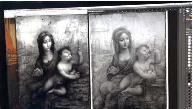 Infrared pictures of the Buccleuch and Lansdowne versions of the Madonna of the Yarnwinder 3D imagery and animation will be used to make this scientific, historical and artistic study entertaining as