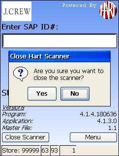 LOG OUT AND CLOSE OUT SCANNERS End Scanning Session: When an Employee has completed their scanning assignments, they should log-out and return the Scanner to the Manager.