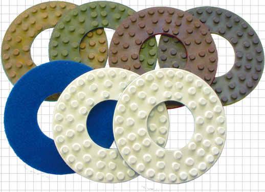 Yellow *BRM370 White *BRM375 Blue 1 TRI-FLEX DISCS Polishing system for restoring old or newly laid!oors. Green, Red and Black grades can be used to substitute Fine Metal Bond.