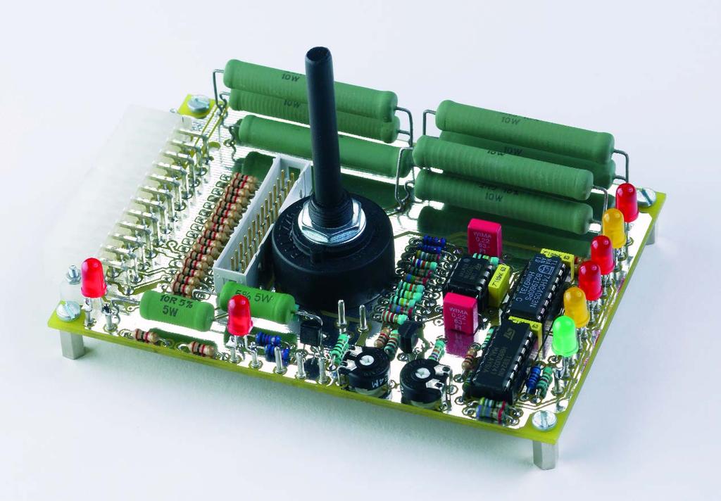 Figure 4. The completed PCB. When the tester is mounted in an enclosure you should make sure that there is plenty of ventilation for the power resistors.