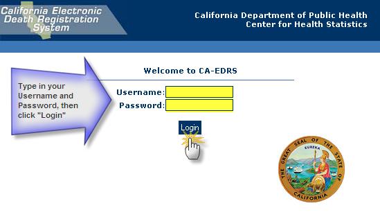 Navigating CA-EDRS CA-EDRS is a web-based application created with special features that facilitate fast and reliable navigation through the electronic version of the death certificate, amendment,