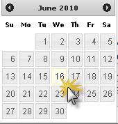 Calendars For fields that require dates, the calendar feature allows the user to select the appropriate date from a calendar rather than entering the date manually.