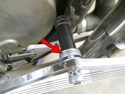 Connect the front hole in the same manner, except you will use from 4-6 washers, depending on what you need to clear your particular exhaust.