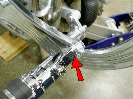 Install a foot peg. Adjust the height of the Brake Pedal, then tighten the #8-32 Nut against the Pedal.