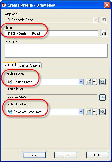 Alignments and Profiles 3. In the Create Profile dialog box enter the following and click OK.