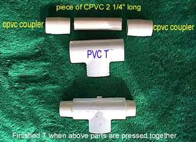 Take the previously made up assembly with the 15" of wire in the CPVC, and strip the insulation from the wire for about a half inch.