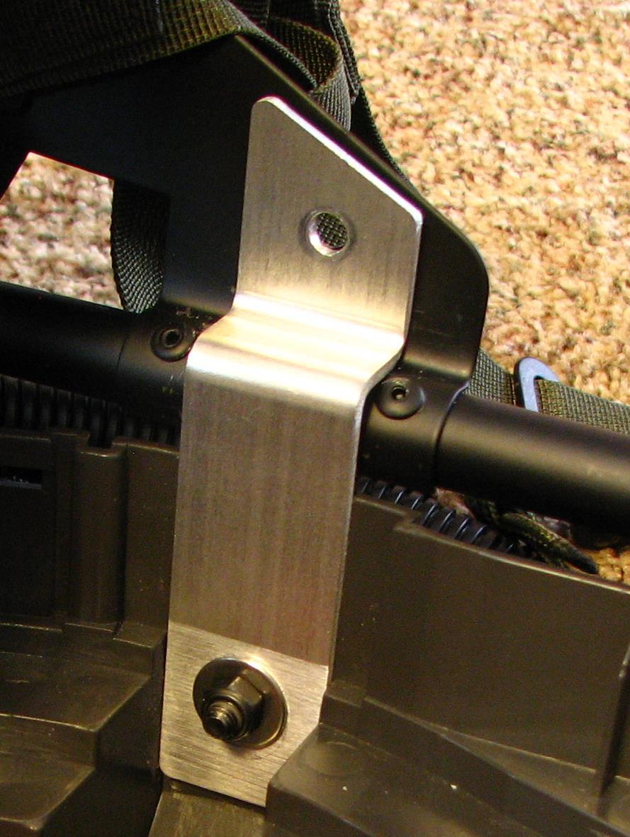 As shown above, use the Socket head bolts to mount the two side brackets (item #1 and #2) to the holes that you just drilled with the Bolts #4.