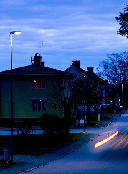Energy-saving lighting control The need for fully lit streets and other environments is reduced during the late evening and night.