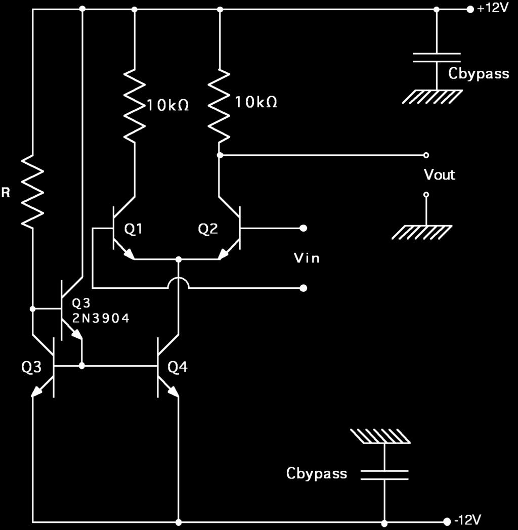 3.3. Differential Pair Amplifier with Current Source Biasing Replace Re in the differential amplifier built in Section 3.1 with the Simple current source constructed in Section 3.2.