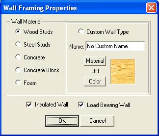 Check the Insulated Wall box. To specify load bearing Click a wall, then click Load Bearing on the pop-up menu that is displayed.