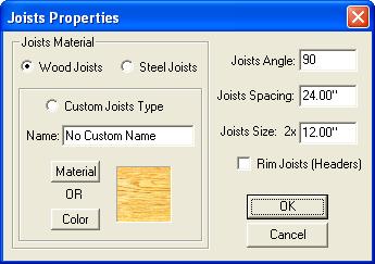 Chapter 29 Framing Editor 3 Click OK. To specify rim joists 1 Double click the perimeter of a framing section. The Joists Properties menu is displayed. 2 Check the box next to Rim Joists (Headers).