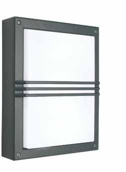 BERLIN IP54, class I Cast aluminium wall light with clear or opal polycarbonate lens options.