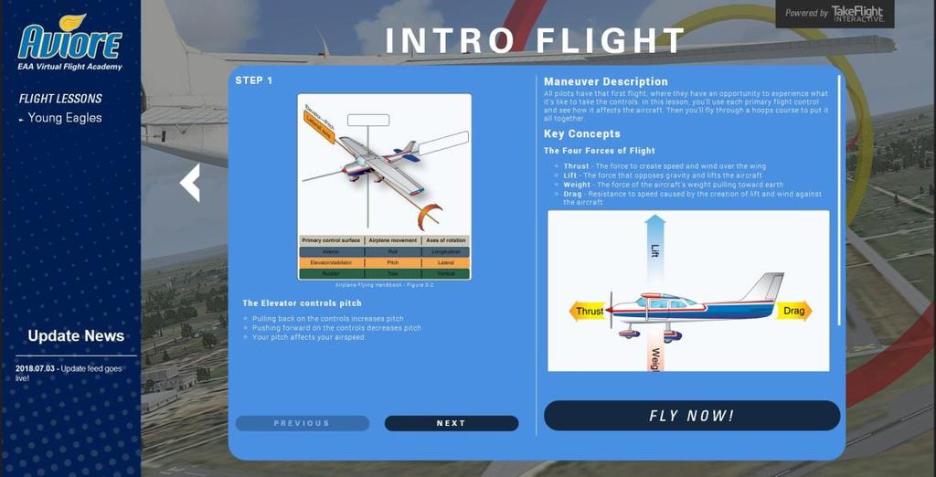 5) Fly! a) Select a scenario to launch by clicking on the scenario. i) Training Training scenarios offer full instruction, feedback and scoring.