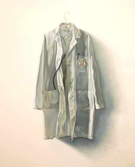 LABCOAT 2014 Oil on canvas 120x150cm I ve been told that when people put on a lab coat, they behave more like scientists.