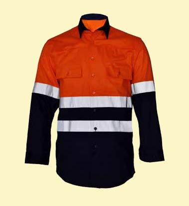 Features *Chest pocket with button flap *Left pocket with pen& ruler partition *Adjustable sleeve ends *One tool pocket on the right side *Reflective tapes 550-0205 Fabric: 100% cotton, Anti-UV