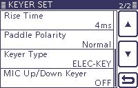 4 RECEIVE AND TRANSMIT Electronic keyer functions (Continued) DDKeyer Set mode This Set mode is used to set the CW sidetone, memory keyer repeat time, dash weight, paddle specifications, keyer type,