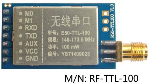 1. Introduce RF-TTL-100 is our latest 100mW wireless transmission module. It working in 148-173.5MHz band and using serial port to send or receive data.