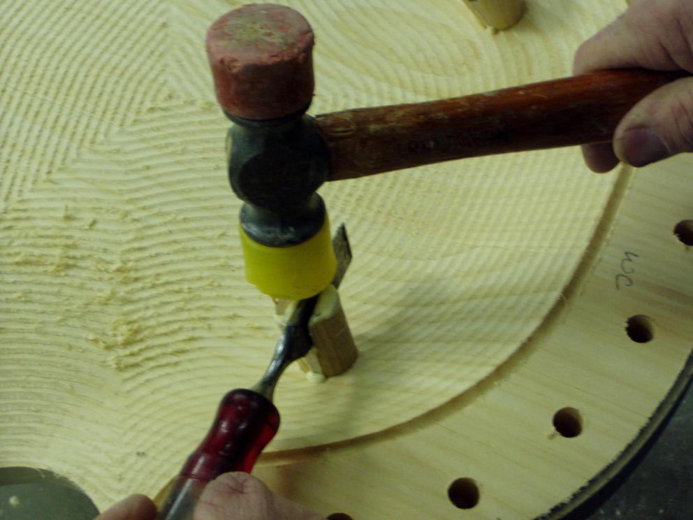 Wedging, Grinding and Sanding the seat After the wedge is driven in as far as possible
