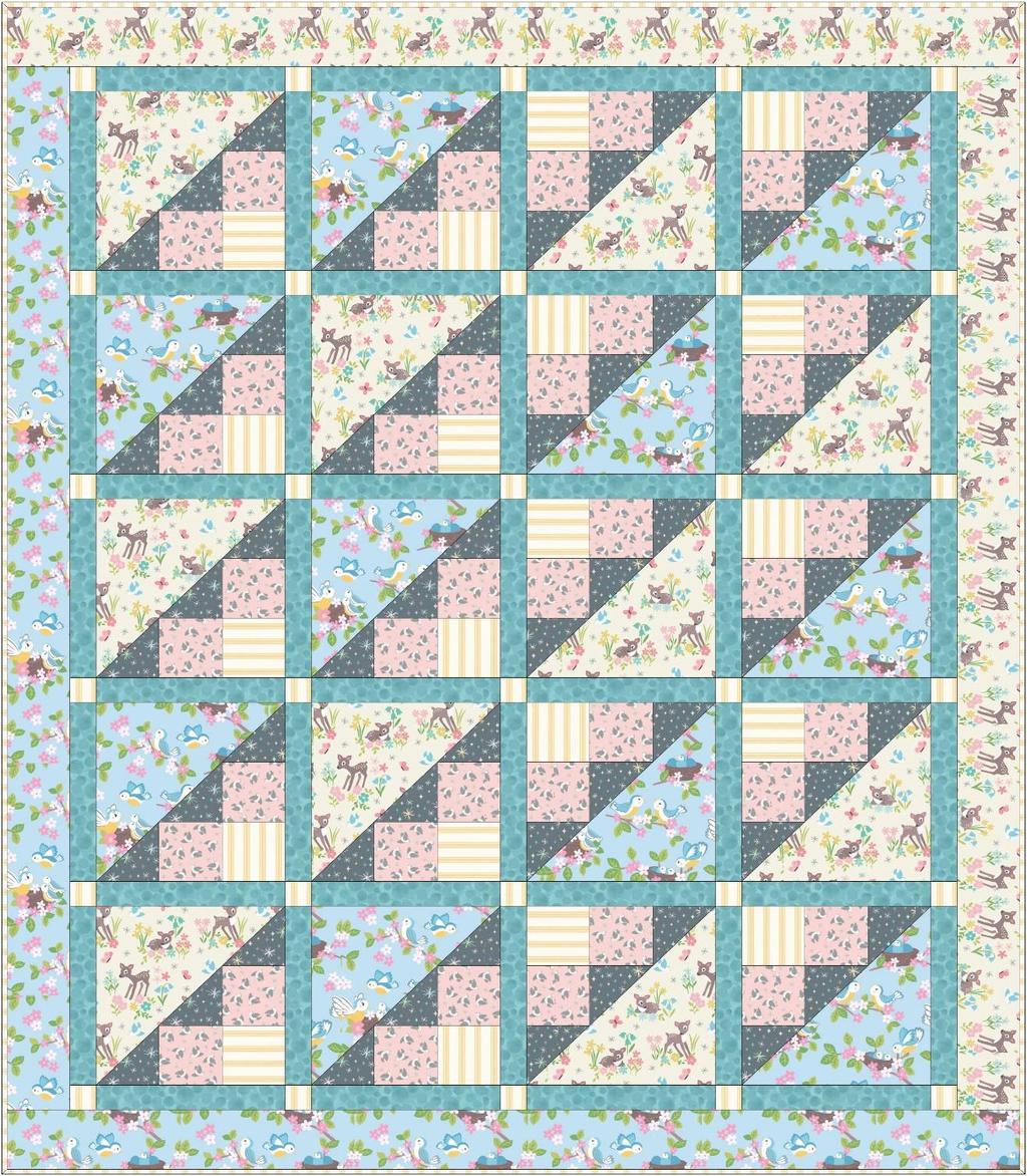 So Darling Quilt Designed and made by Sally Ablett Size: 48 x 58 Block: 9½ x 9½ DESIGN 1 (Main Diagram) FABRIC REQUIREMENTS (So Darling Collection) Fabric 1: 1¼yd - 1¼mtr - A286.